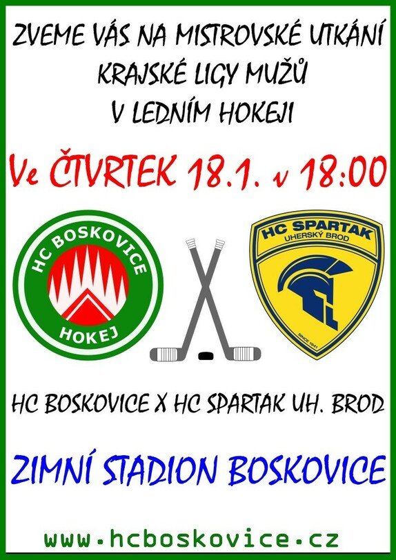 2024-01-18 HC Plakát HC Boskovice - HC Uh. Brod