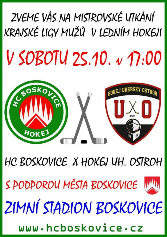 2025-10-25 HC Boskovice - Uh. Ostroh plakát