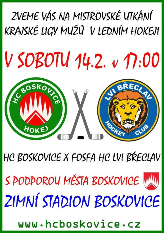2026-02-14 HC Boskovice - Břeclav plakát