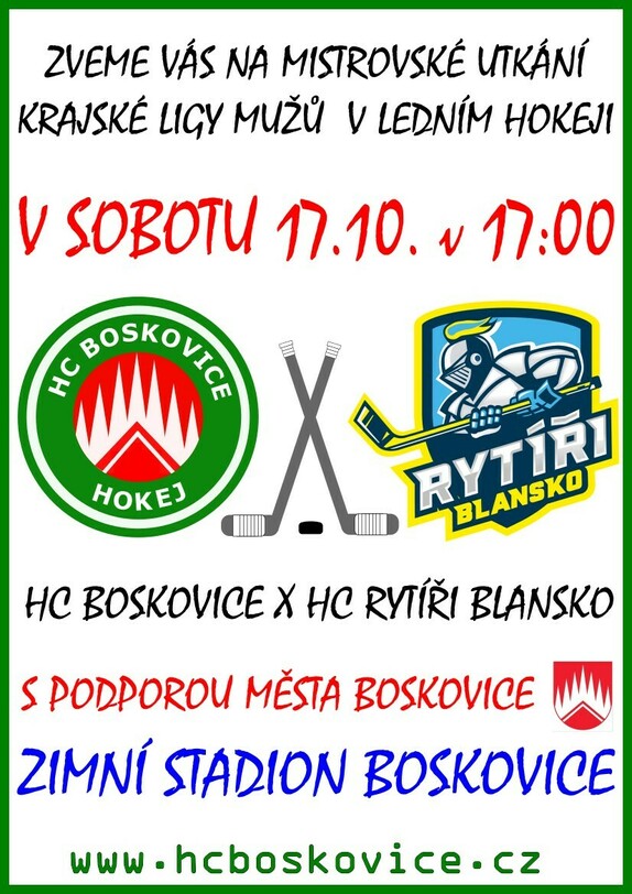 2026-10-17 HC Boskovice-Blansko plakát